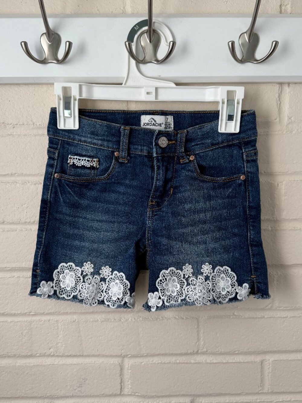 Jordache | Girls Jean Shorts with Lace Trim | Size 7